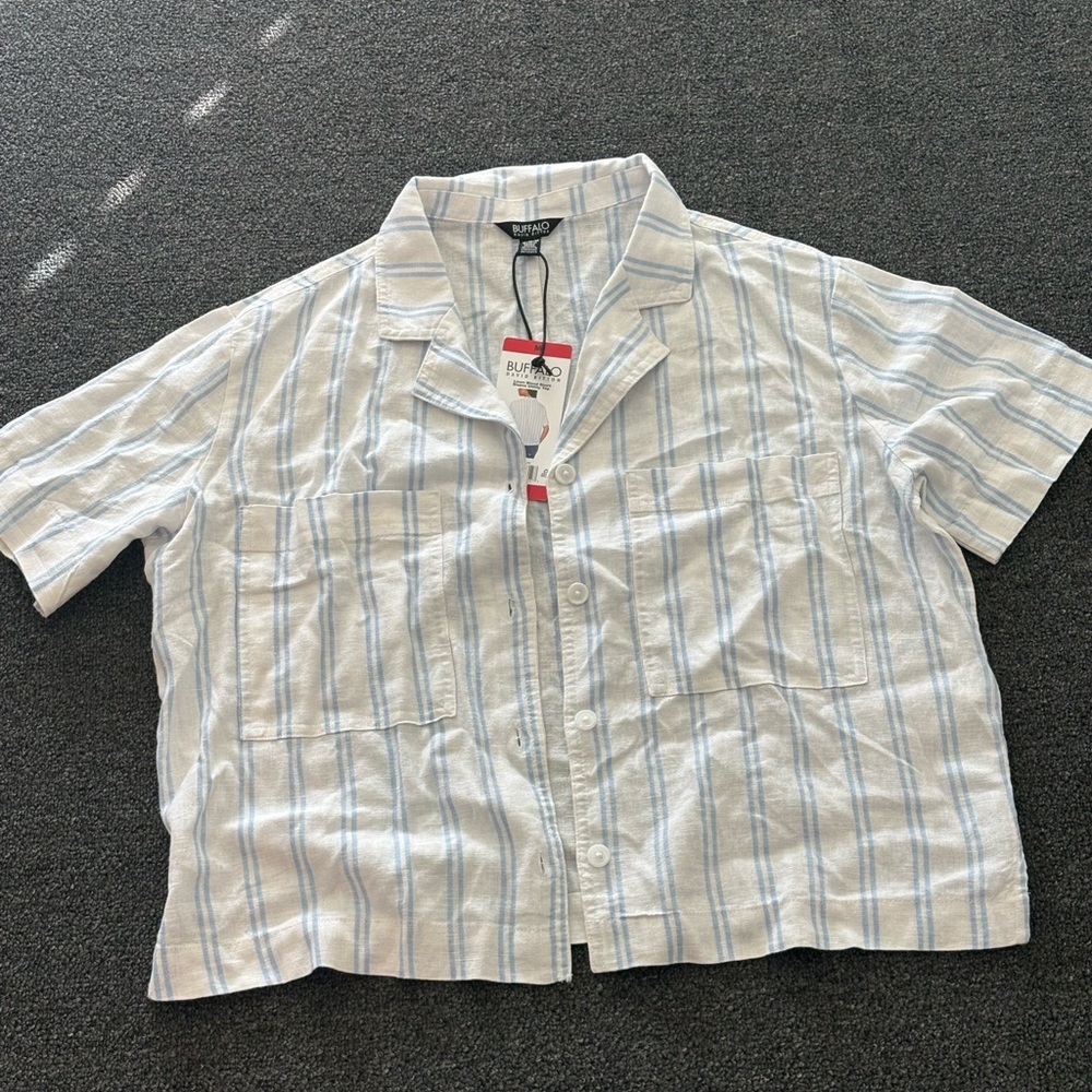 Women’s Buffalo David Bitton Blue and White Striped Shirt